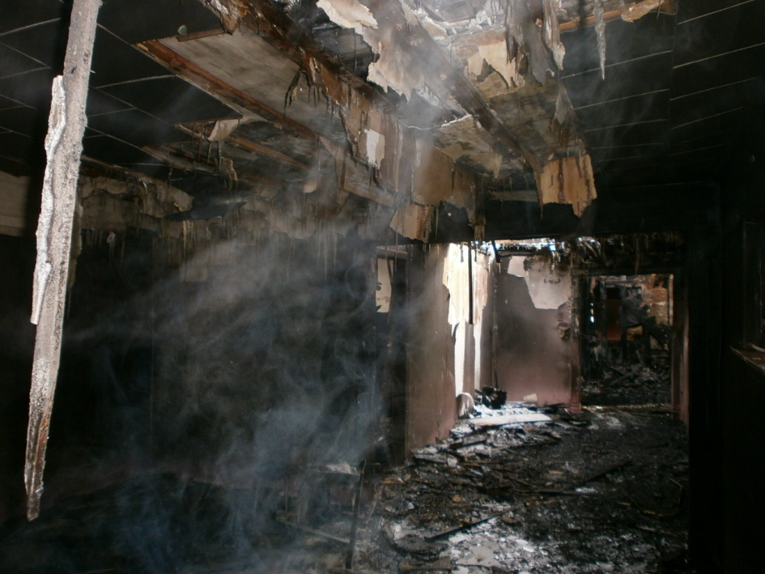 Fire and smoke damaged structure